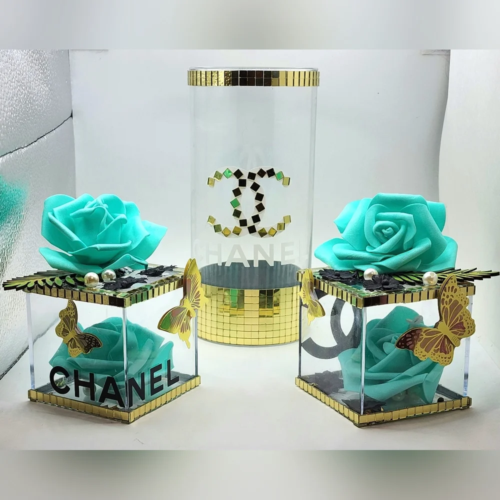 Flower Vase With Matching Decor Three-piece Set